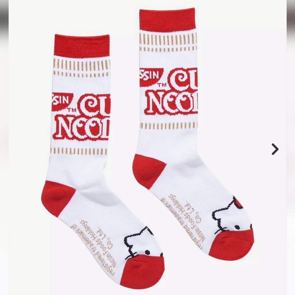 Nissin Cup Noodles X Hello Kitty Logo Crew Socks